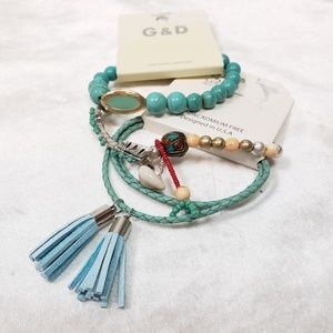 Southwest Turquoise Layer Boho Chic Bracelets NWT